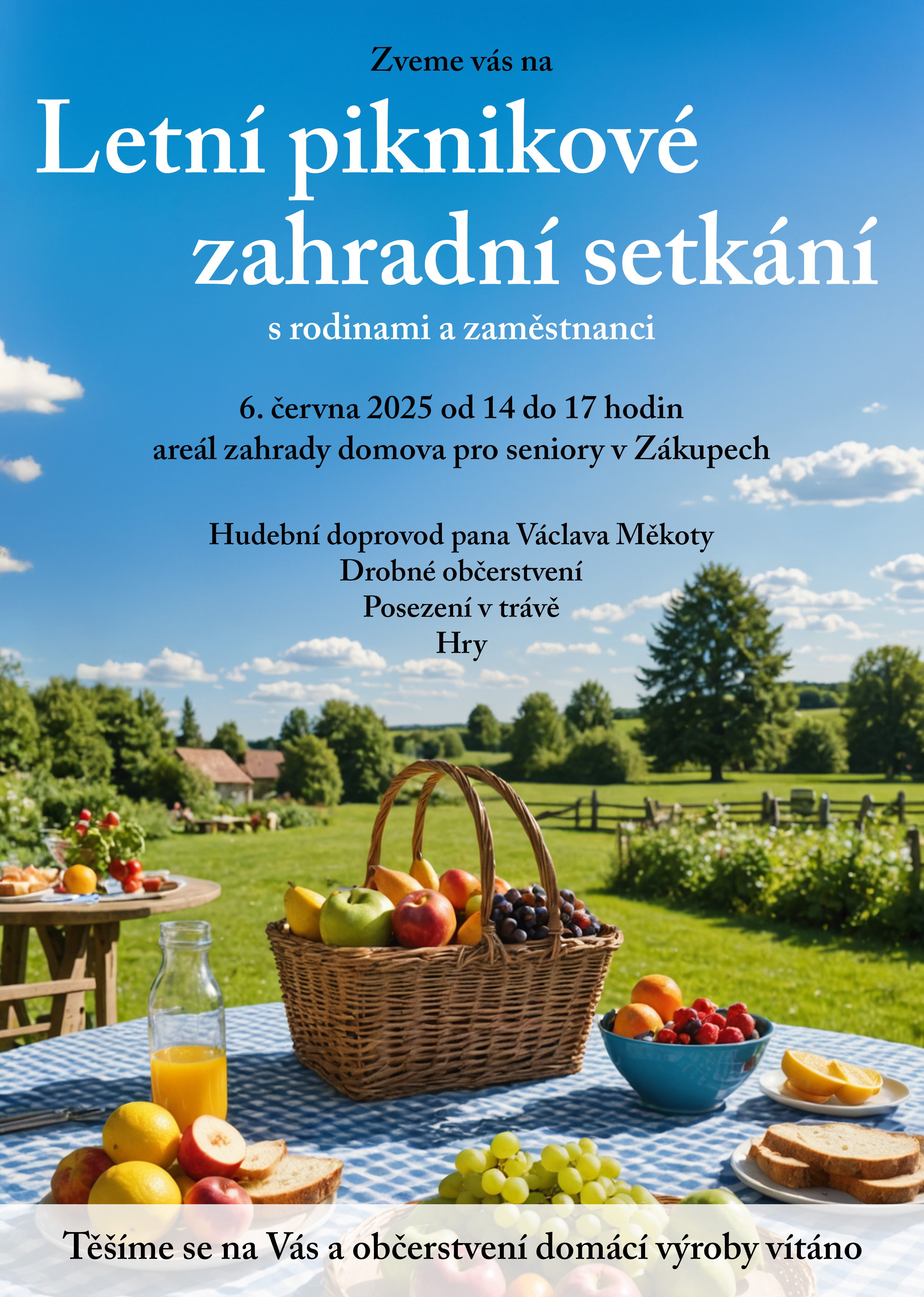 Letní piknikové zahradní setkání