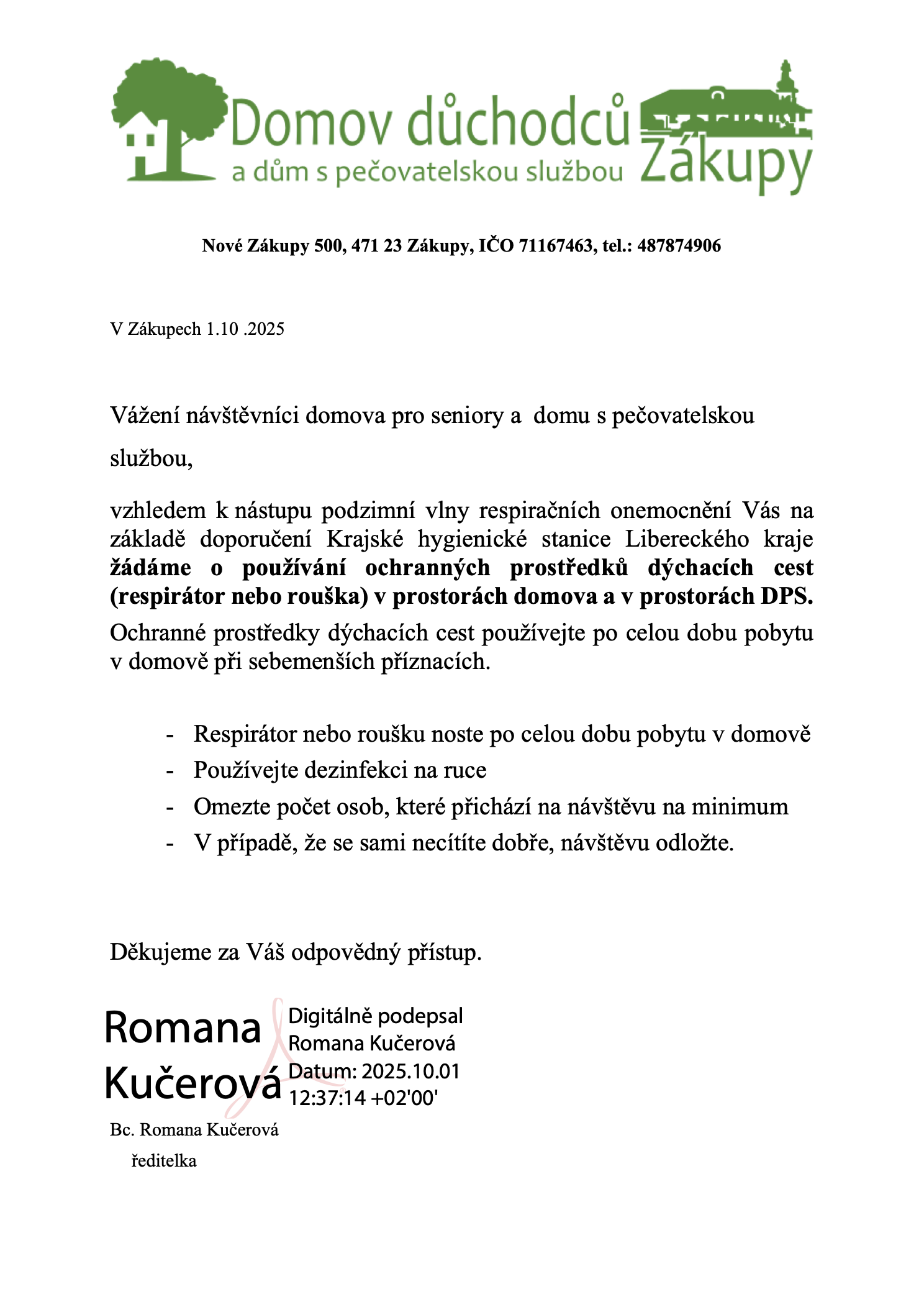 Opatření - respirační onemocnění